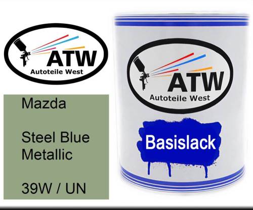 Mazda, Steel Blue Metallic, 39W / UN: 1L Lackdose, von ATW Autoteile West.